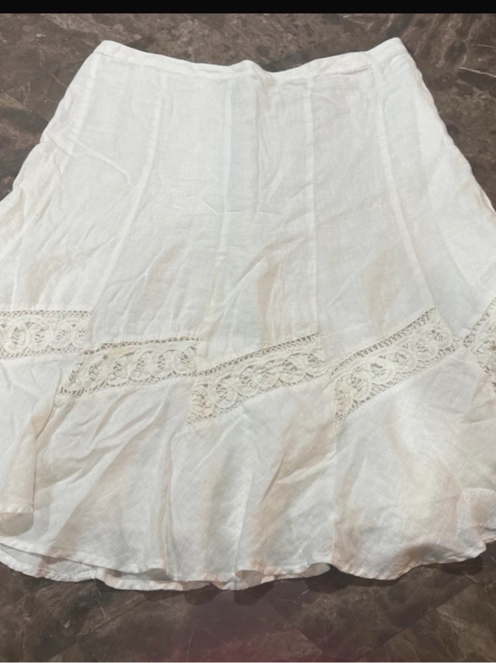 Banana Republic 100% Linen White Maxi Skirt with Lace Insets